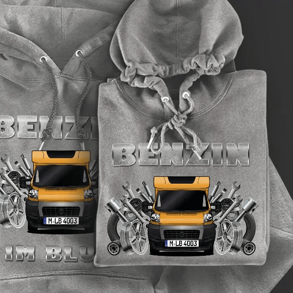 Ducato Pilote Hoodie für Damen u. Herren personalisiert mit deinem Wohnwagen u. Kennzeichen!