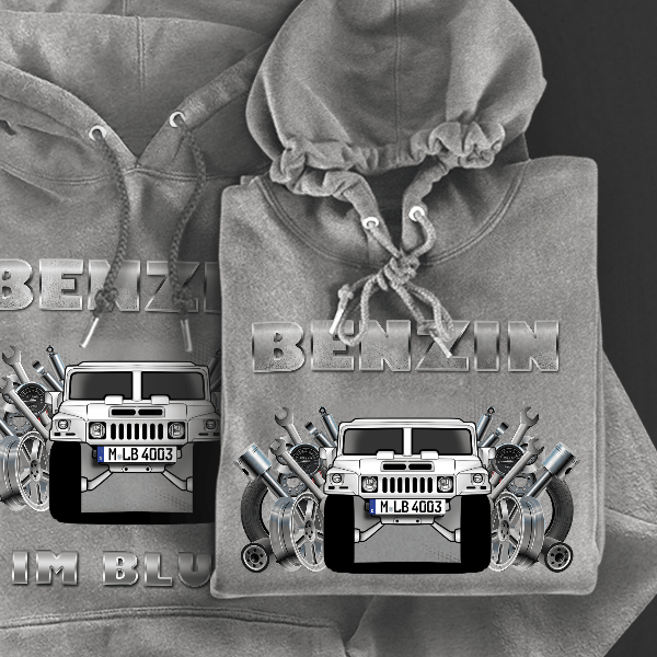H1 Hoodie für Damen u. Herren personalisiert mit deinem Auto u. Kennzeichen!