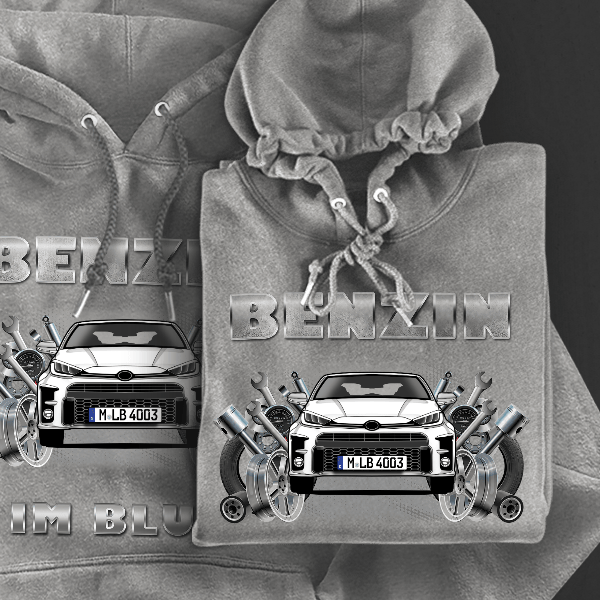 GR Yaris Hoodie für Damen u. Herren personalisiert mit deinem Auto u. Kennzeichen!