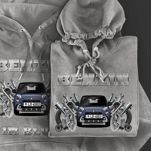 500L Trekking Hoodie für Damen u. Herren personalisiert mit deinem Auto u. Kennzeichen!