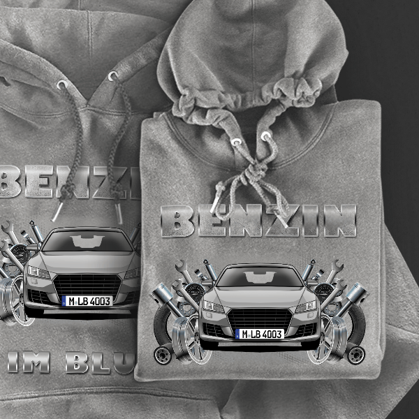 TT Hoodie für Damen u. Herren personalisiert mit deinem Auto u. Kennzeichen!
