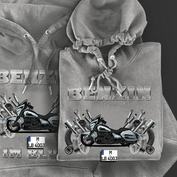 R 18 B Hoodie für Damen u. Herren personalisiert mit deinem Motorrad u. Kennzeichen!