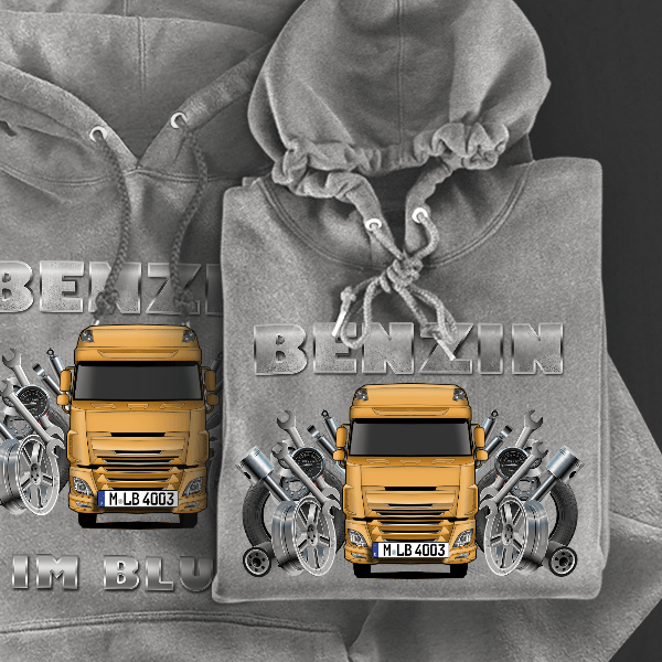 New XF Hoodie für Damen u. Herren personalisiert mit deinem LKW u. Kennzeichen!