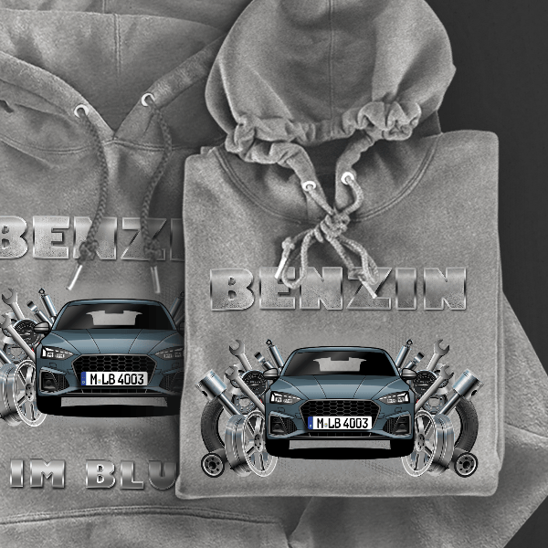 RS5 Hatchback Hoodie für Damen u. Herren personalisiert mit deinem Auto u. Kennzeichen!