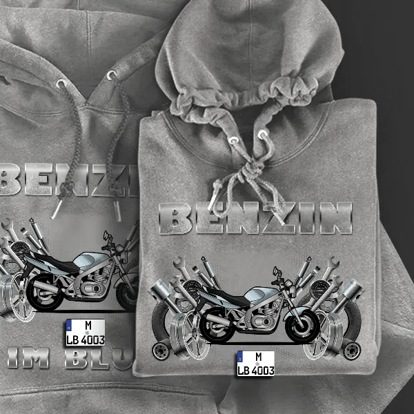 GS 500 E Hoodie für Damen u. Herren personalisiert mit deinem Motorrad u. Kennzeichen!
