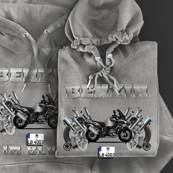 R 1200 GS Adventure Hoodie für Damen u. Herren personalisiert mit deinem Motorrad u. Kennzeichen!