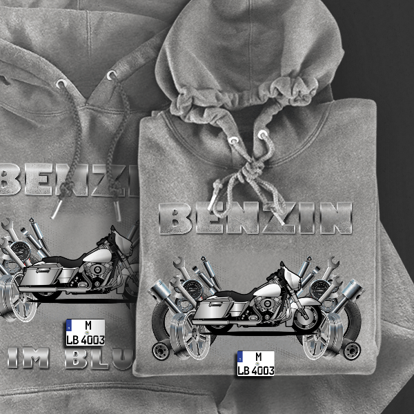 Street Glide Hoodie für Damen u. Herren personalisiert mit deinem Motorrad u. Kennzeichen!