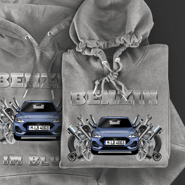 Focus (5-Türer) Hoodie für Damen u. Herren personalisiert mit deinem Auto u. Kennzeichen!