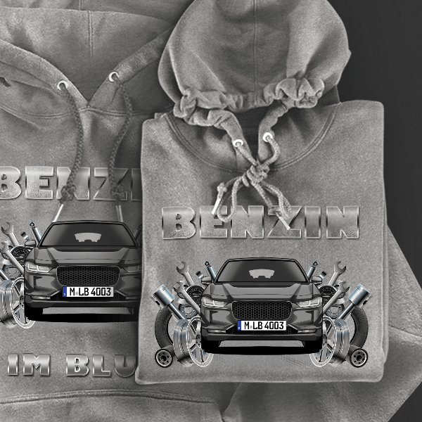 I-Pace Hoodie für Damen u. Herren personalisiert mit deinem Auto u. Kennzeichen!