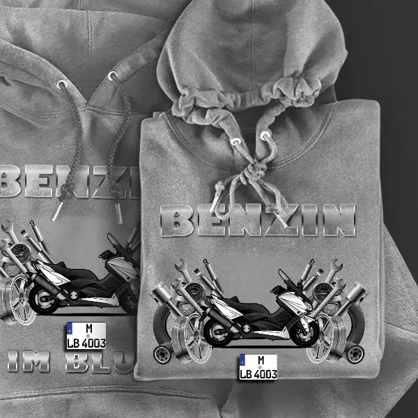 Tmax Hoodie für Damen u. Herren personalisiert mit deinem Motorrad u. Kennzeichen!