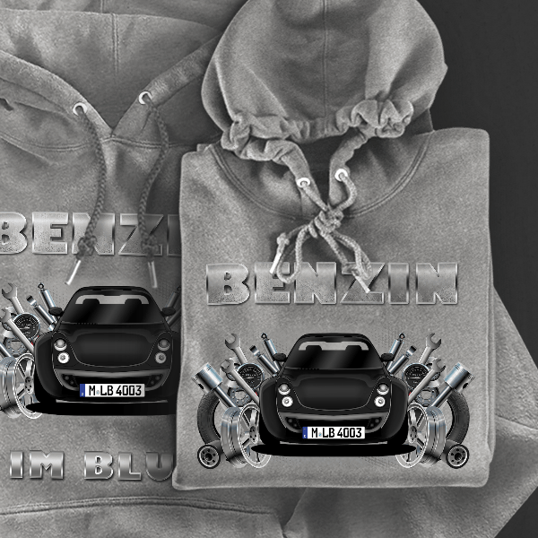 Roadster Hoodie für Damen u. Herren personalisiert mit deinem Auto u. Kennzeichen!
