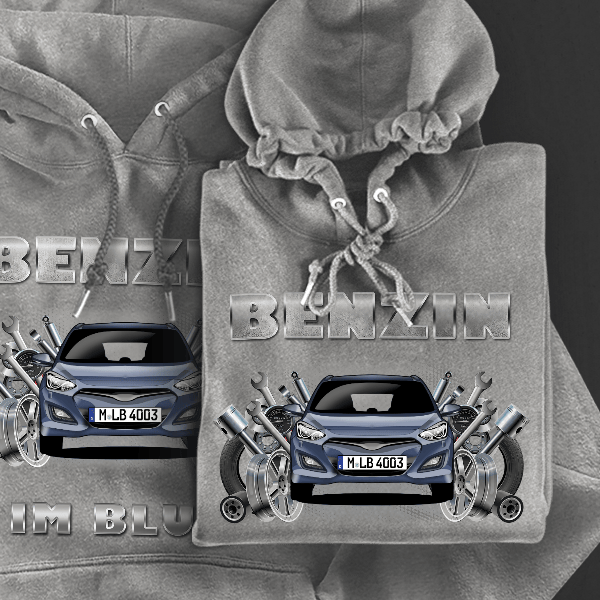 i30 (3-Türer) Hoodie für Damen u. Herren personalisiert mit deinem Auto u. Kennzeichen!