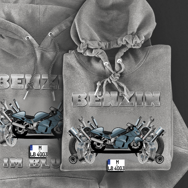 Hayabusa Hoodie für Damen u. Herren personalisiert mit deinem Motorrad u. Kennzeichen!