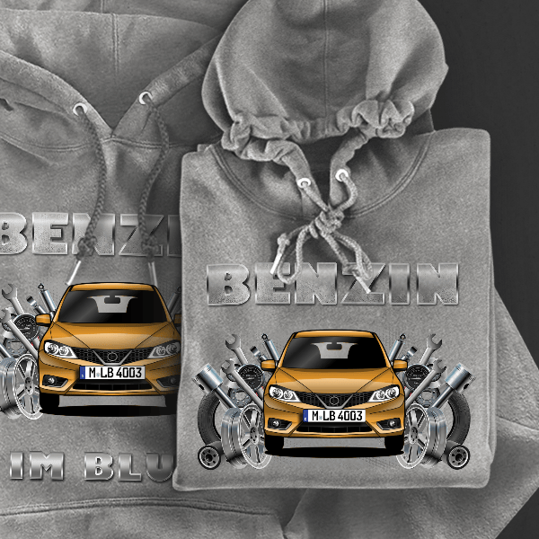 Tiida (5-Türer) Hoodie für Damen u. Herren personalisiert mit deinem Auto u. Kennzeichen!