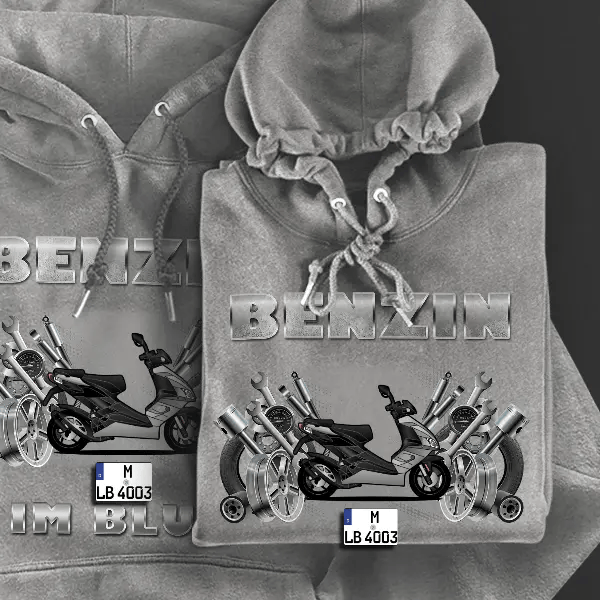 SR 50 Hoodie für Damen u. Herren personalisiert mit deinem Motorrad u. Kennzeichen!