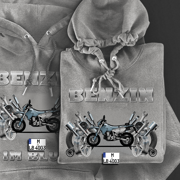 DR-Z 400 Hoodie für Damen u. Herren personalisiert mit deinem Motorrad u. Kennzeichen!