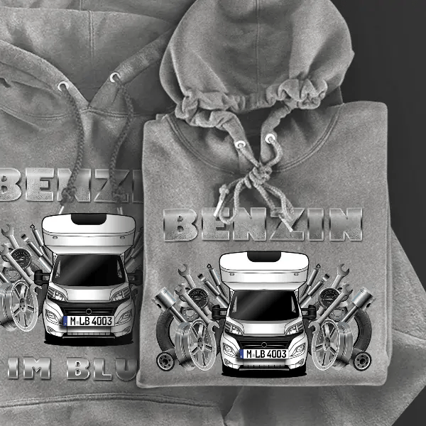 A740 Plus Hoodie für Damen u. Herren personalisiert mit deinem Wohnwagen u. Kennzeichen!