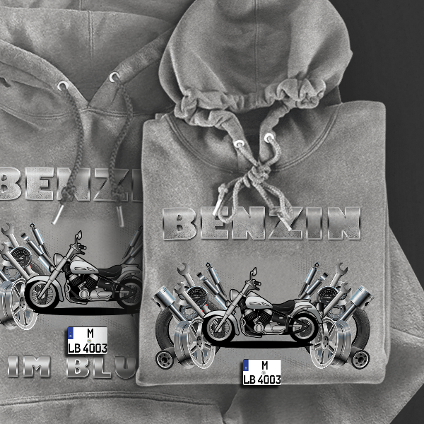 Dragstar Hoodie für Damen u. Herren personalisiert mit deinem Motorrad u. Kennzeichen!