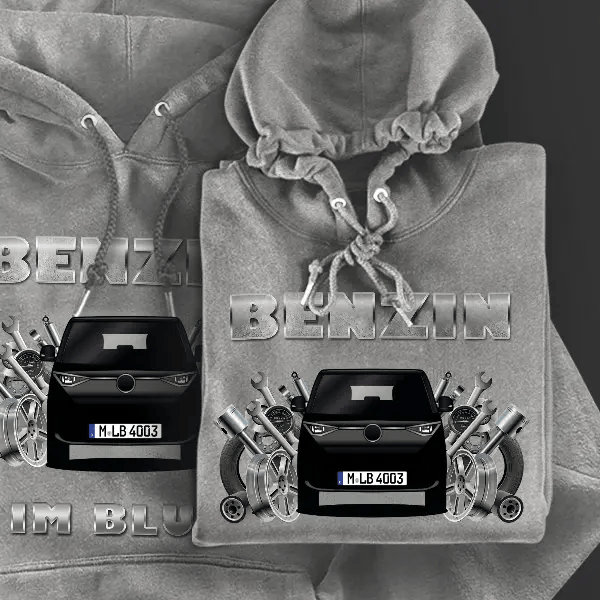 ID Buzz Hoodie für Damen u. Herren personalisiert mit deinem Auto u. Kennzeichen!