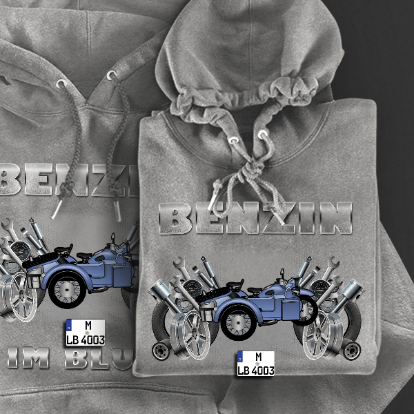 K750 mit Beiwagen Hoodie für Damen u. Herren personalisiert mit deinem Motorrad u. Kennzeichen!