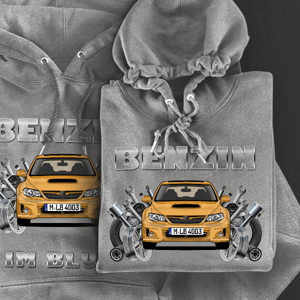 WRX STI Hoodie für Damen u. Herren personalisiert mit deinem Auto u. Kennzeichen!