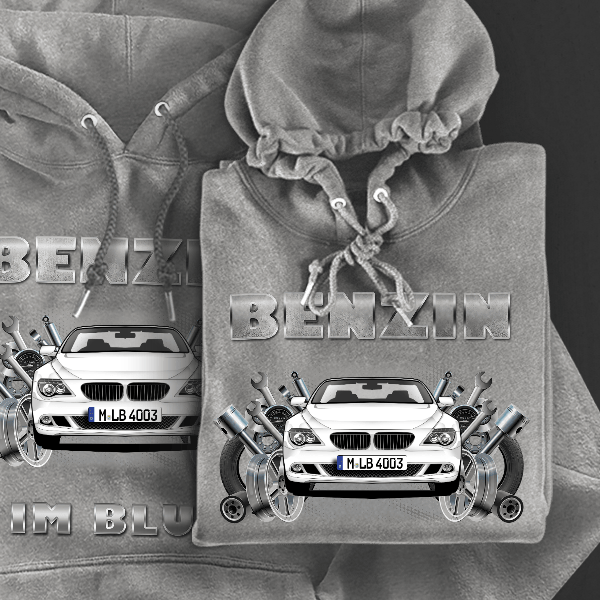 6er Reihe Cabriolet Hoodie für Damen u. Herren personalisiert mit deinem Auto u. Kennzeichen!