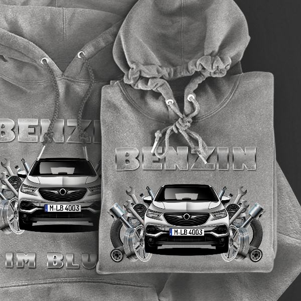 Grandland X Hoodie für Damen u. Herren personalisiert mit deinem Auto u. Kennzeichen!