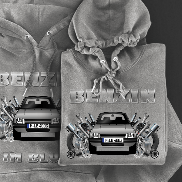 205 Cabriolet Hoodie für Damen u. Herren personalisiert mit deinem Auto u. Kennzeichen!