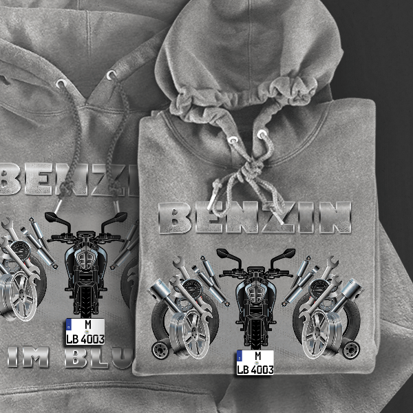 125 Duke Hoodie für Damen u. Herren personalisiert mit deinem Motorrad u. Kennzeichen!