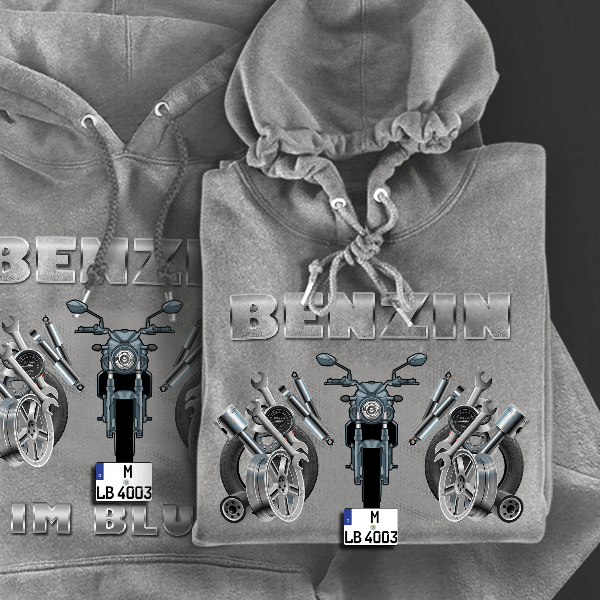 SV 650 Hoodie für Damen u. Herren personalisiert mit deinem Motorrad u. Kennzeichen!