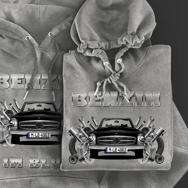 W113 Pagode Hoodie für Damen u. Herren personalisiert mit deinem Auto u. Kennzeichen!