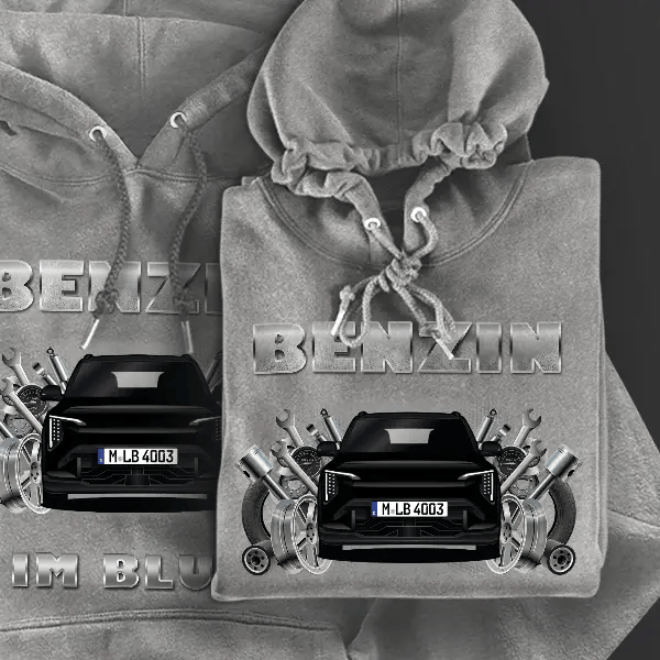 EV3 Hoodie für Damen u. Herren personalisiert mit deinem Auto u. Kennzeichen!