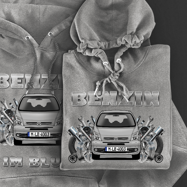 Xsara Picasso Hoodie für Damen u. Herren personalisiert mit deinem Auto u. Kennzeichen!