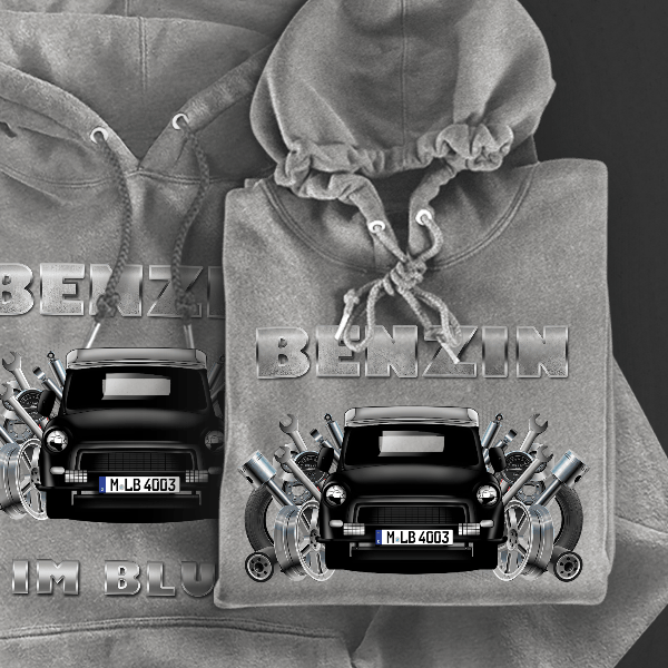 Trabant Hoodie für Damen u. Herren personalisiert mit deinem Auto u. Kennzeichen!