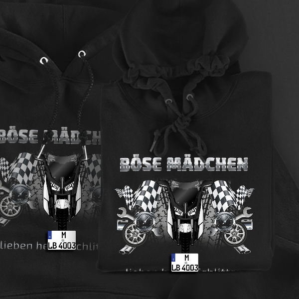 C Evolution Hoodie für Damen u. Herren personalisiert mit deinem Motorrad u. Kennzeichen!