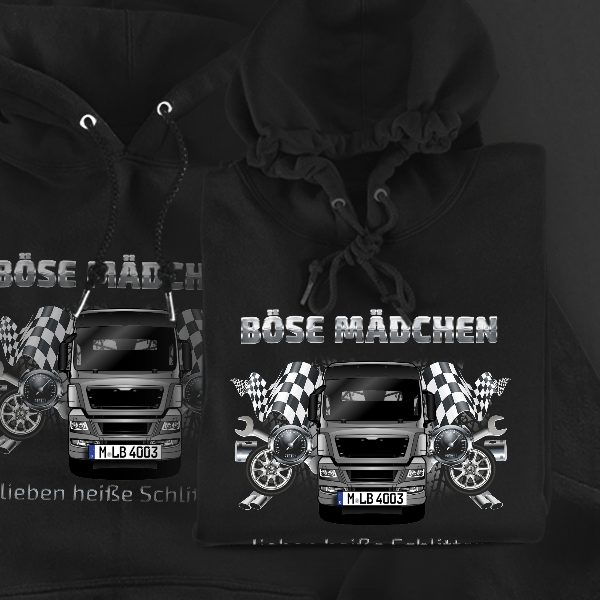 TGX 18.680 Hoodie für Damen u. Herren personalisiert mit deinem LKW u. Kennzeichen!
