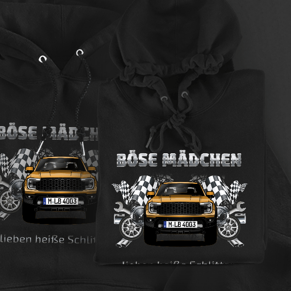 Ranger Raptor Hoodie für Damen u. Herren personalisiert mit deinem Auto u. Kennzeichen!