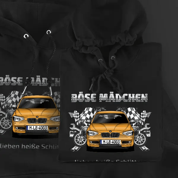 1er Reihe Limousine Hoodie für Damen u. Herren personalisiert mit deinem Auto u. Kennzeichen!