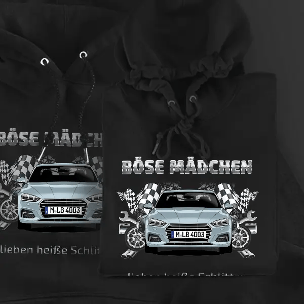 A5 Coupe Hoodie für Damen u. Herren personalisiert mit deinem Auto u. Kennzeichen!
