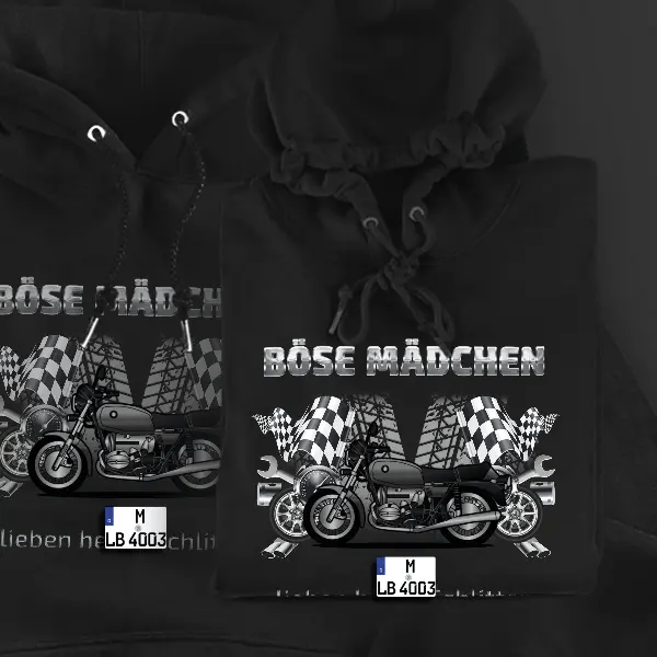 R 45 Hoodie für Damen u. Herren personalisiert mit deinem Motorrad u. Kennzeichen!