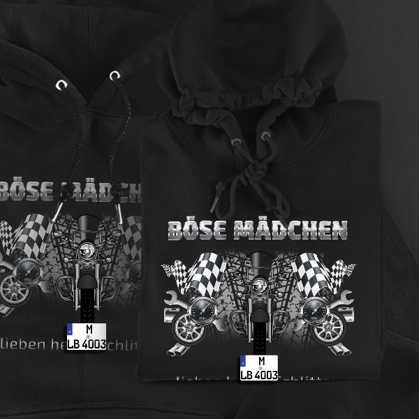 VN 1600 Hoodie für Damen u. Herren personalisiert mit deinem Motorrad u. Kennzeichen!