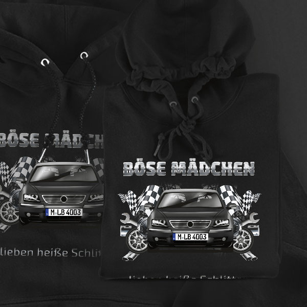 Phaeton Hoodie für Damen u. Herren personalisiert mit deinem Auto u. Kennzeichen!
