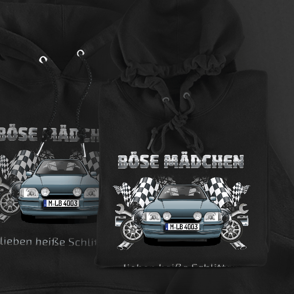 Escort Cabriolet Hoodie für Damen u. Herren personalisiert mit deinem Auto u. Kennzeichen!