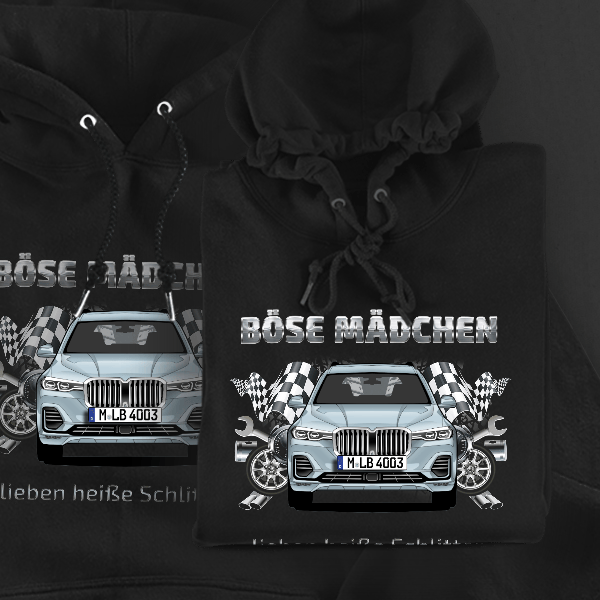 X7 Hoodie für Damen u. Herren personalisiert mit deinem Auto u. Kennzeichen!