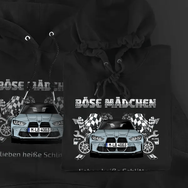 M3 Limousine Hoodie für Damen u. Herren personalisiert mit deinem Auto u. Kennzeichen!