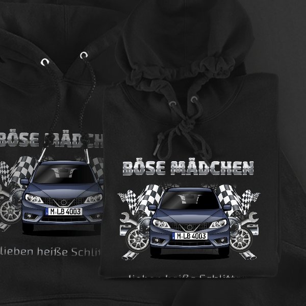 Tiida (5-Türer) Hoodie für Damen u. Herren personalisiert mit deinem Auto u. Kennzeichen!