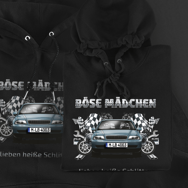 A4 Hoodie für Damen u. Herren personalisiert mit deinem Auto u. Kennzeichen!