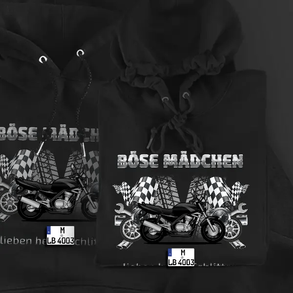 ER-5 Hoodie für Damen u. Herren personalisiert mit deinem Motorrad u. Kennzeichen!