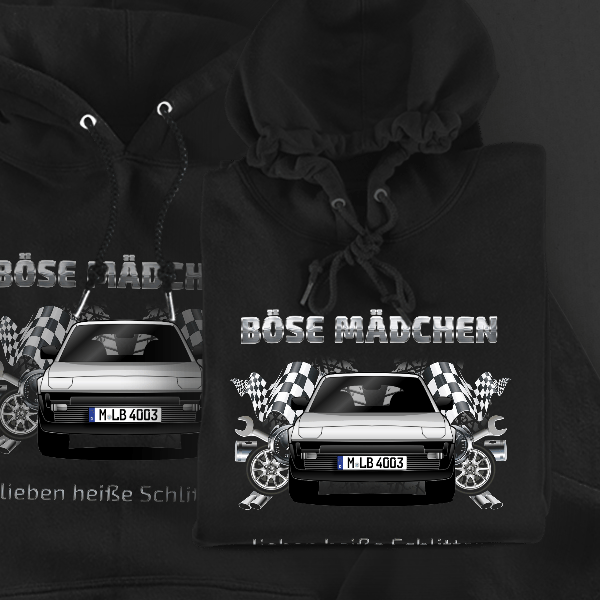 X1/9 Cabriolet Hoodie für Damen u. Herren personalisiert mit deinem Auto u. Kennzeichen!
