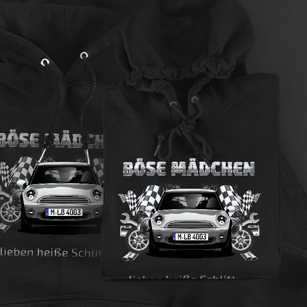 Clubman One Hoodie für Damen u. Herren personalisiert mit deinem Auto u. Kennzeichen!